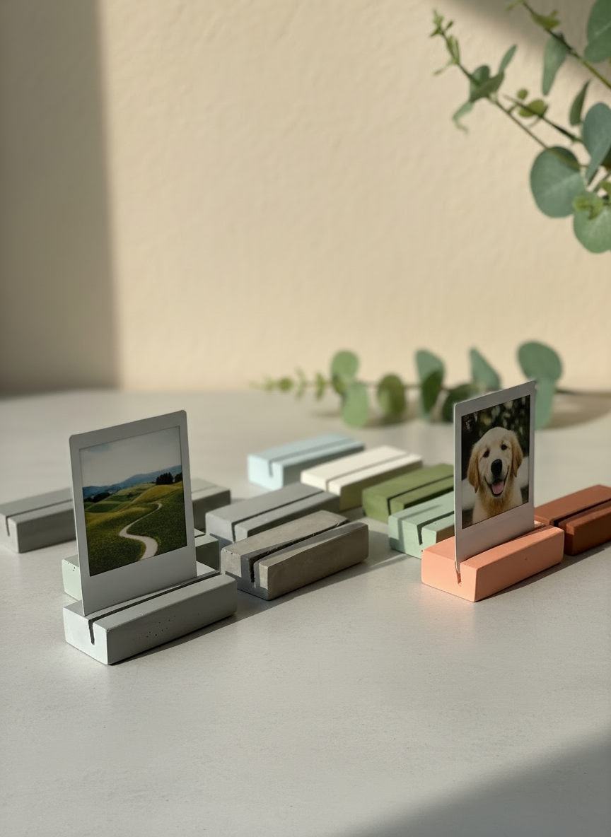 Photo and Business card Holder | photo stand set concrete stone