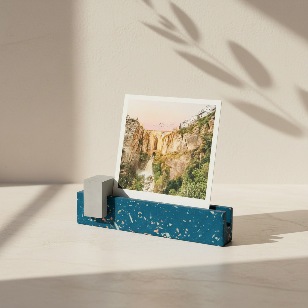 Terrazzo Business card Holder | photo stand set concrete stone | Modern picture frame cement