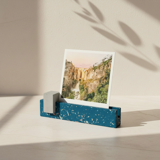 Terrazzo Business card Holder | photo stand set concrete stone | Modern picture frame cement