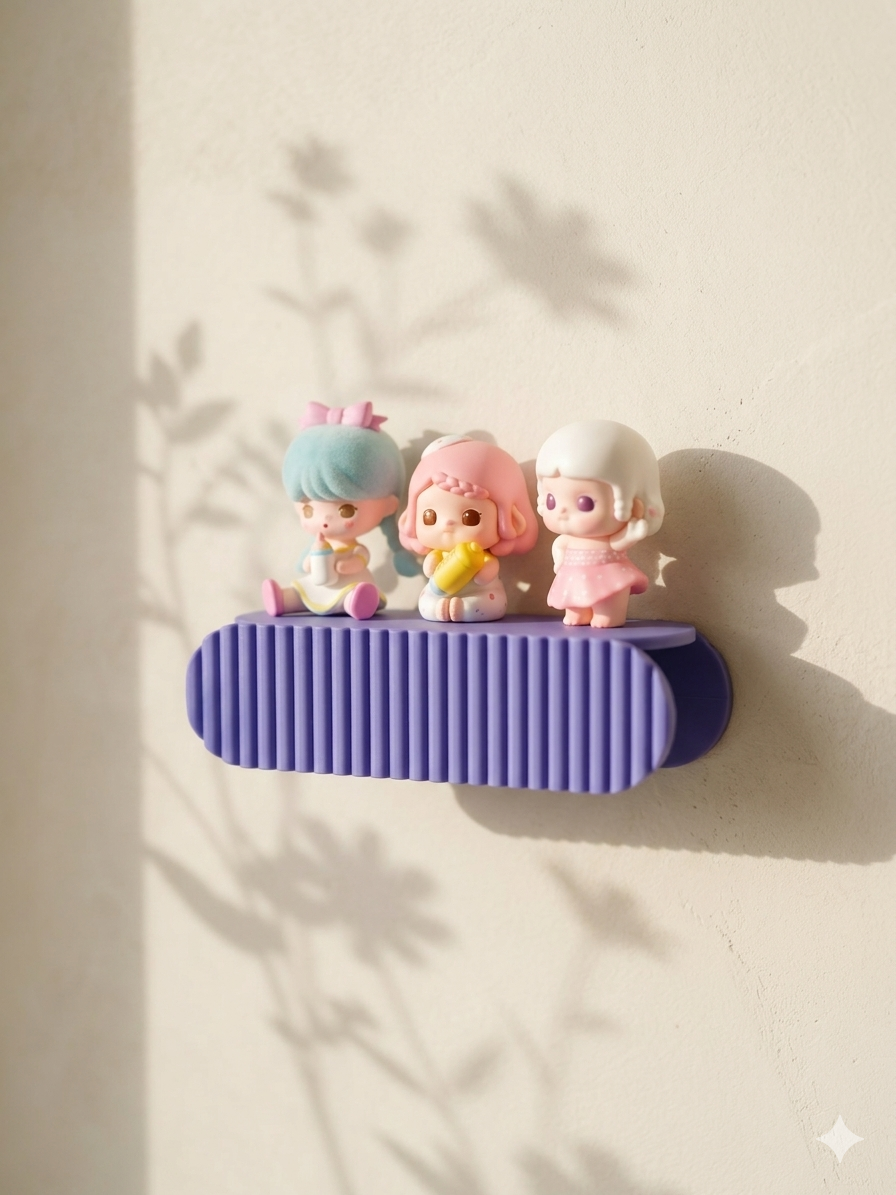 Reversible Fluted Wall Shelf - 6" & 12" Pop Mart Smiski Display Ledge Mini Nordic 3D Printed Collectibles Dovetail Mount