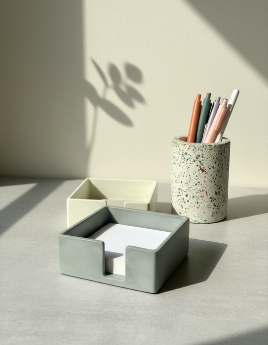 Industrial Post-it-note desk accessory Cement
