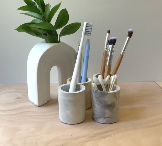 Small Concrete Cup for Desk and Bathroom Storage, Minimalist Home Decor