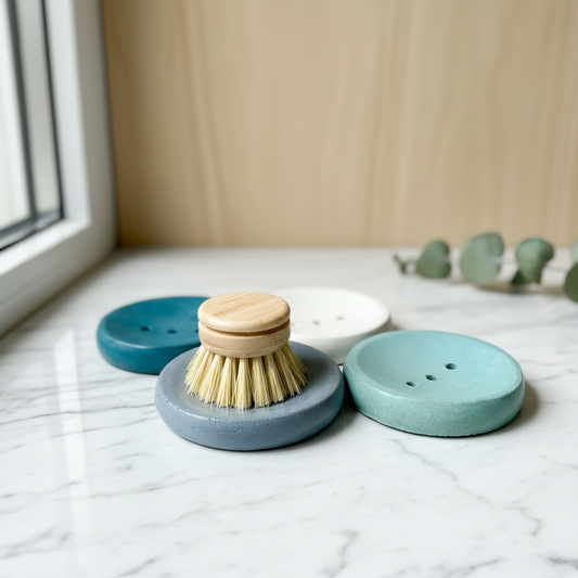 Round Soap Dish with Drainage Holes- Handmade Concrete Decor