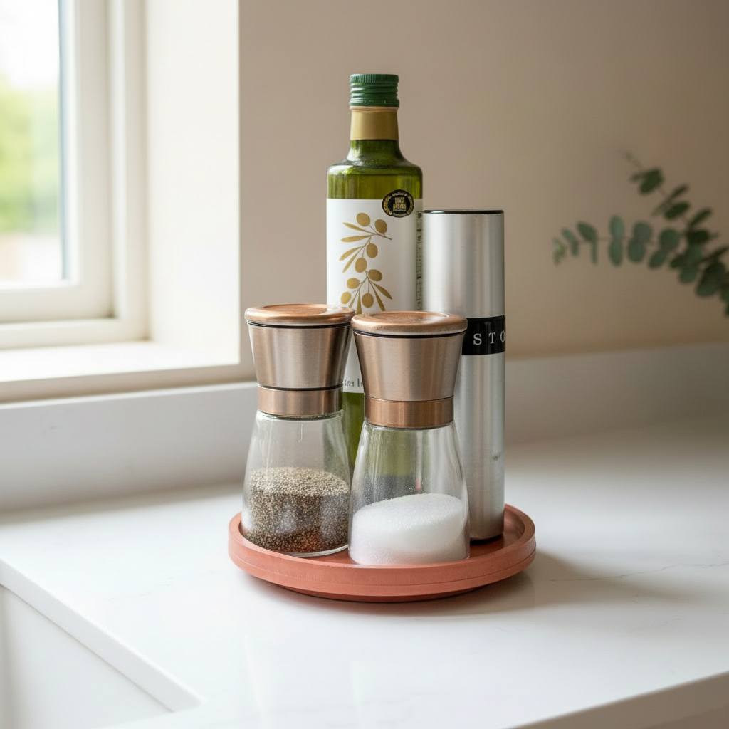 Lazy Susan Turntable round 7" | Cement home decor | Circular Tray for kitchen