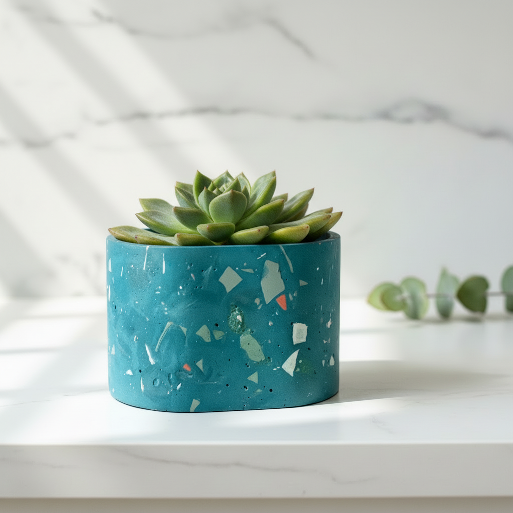Terrazzo Succulent stone planter | Concrete plant pot