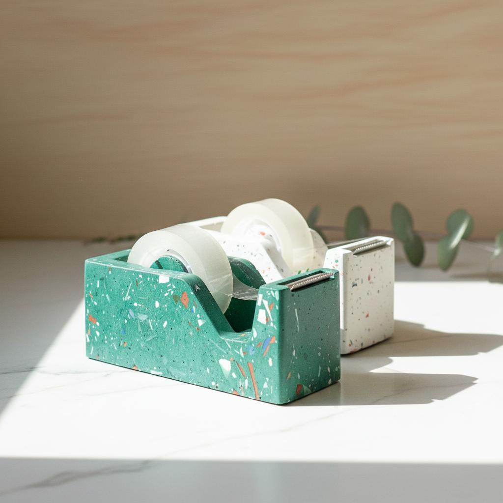 Tape Dispenser Terrazzo for Desk, Modern Concrete Office Decor