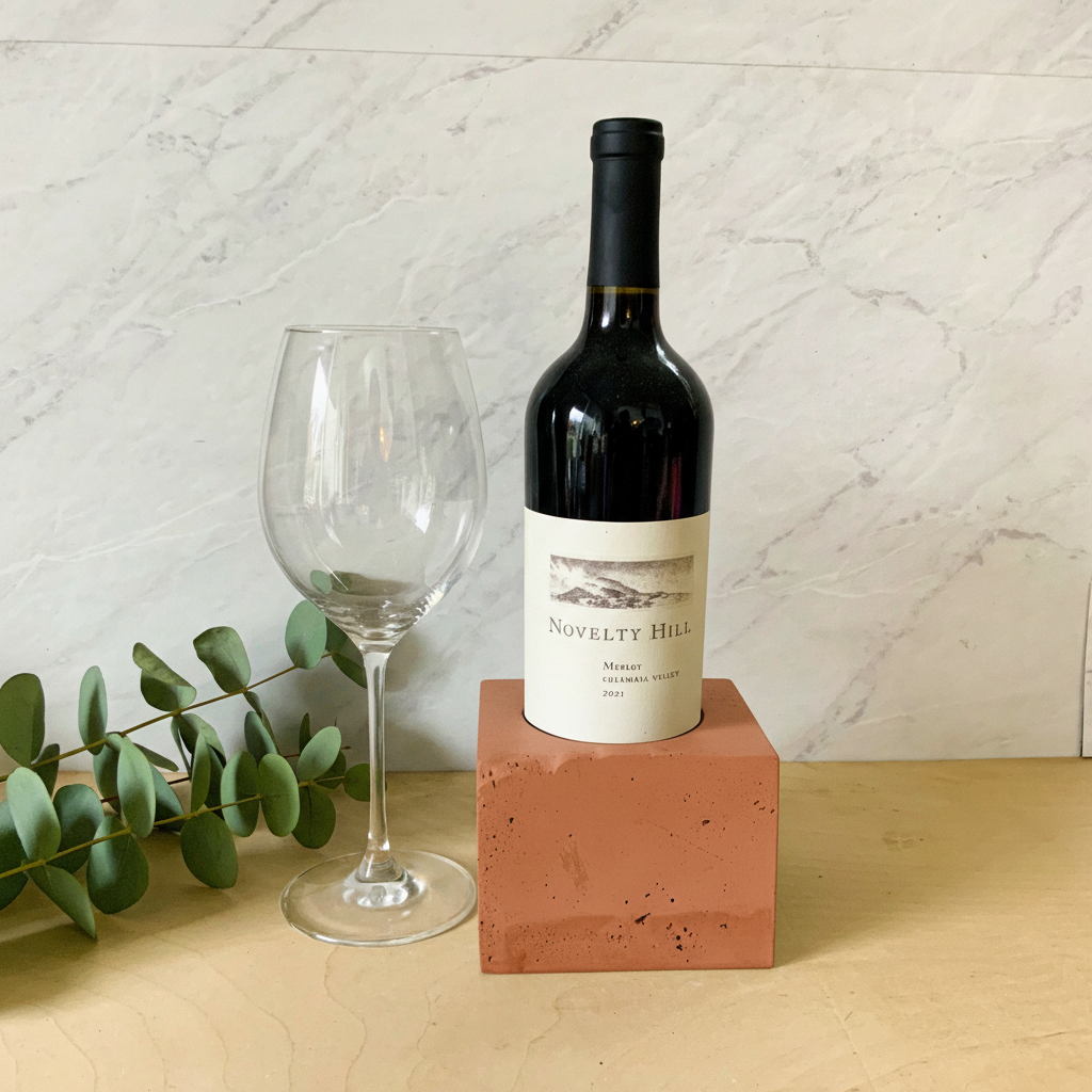 Handmade Concrete Wine Bottle Holder - Modern Minimalist Display Stand Kitchen Bar Decor Gift