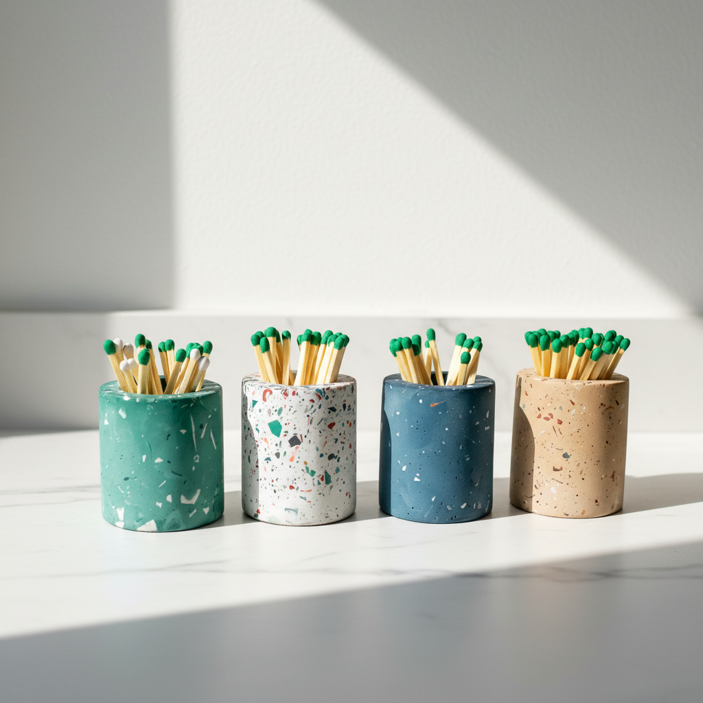 Terrazzo Match stick holder concrete | Minimalist match storage | Modern match striker