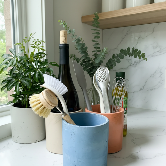 Industrial Concrete Kitchen Utensil Holder