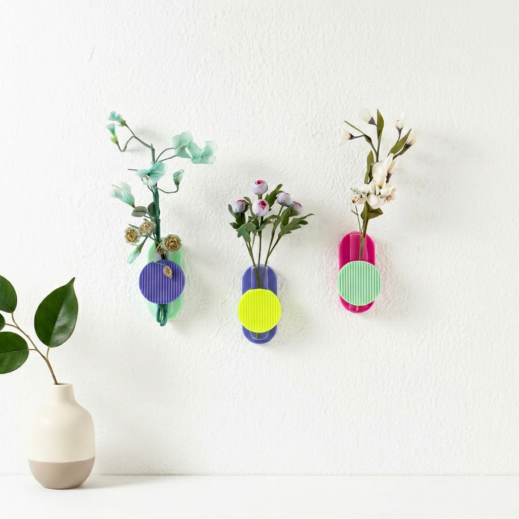 Fluted Wall Vase for Dried Flowers | Modern Sculptural 3D Printed Stem Decor | Anthropologie Style Minimalist Art