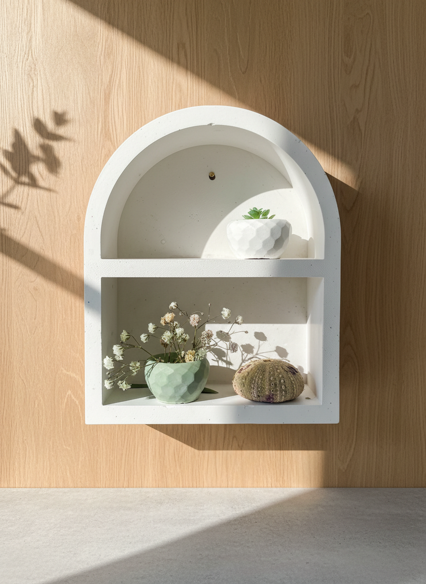 Minimalist Arch Shelf: Elegant Display Stand for Miniatures, Curios & Altar Items - Tabletop or Wall Decor