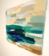 Load image into Gallery viewer, Fiber Wall hanging | Wall Tapestry | tufted | abstract water beach blues sky
