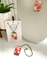 Load image into Gallery viewer, Fiber Arts Necklace rectangle peach neutrals- Georgia O&#39;keeffe inspired
