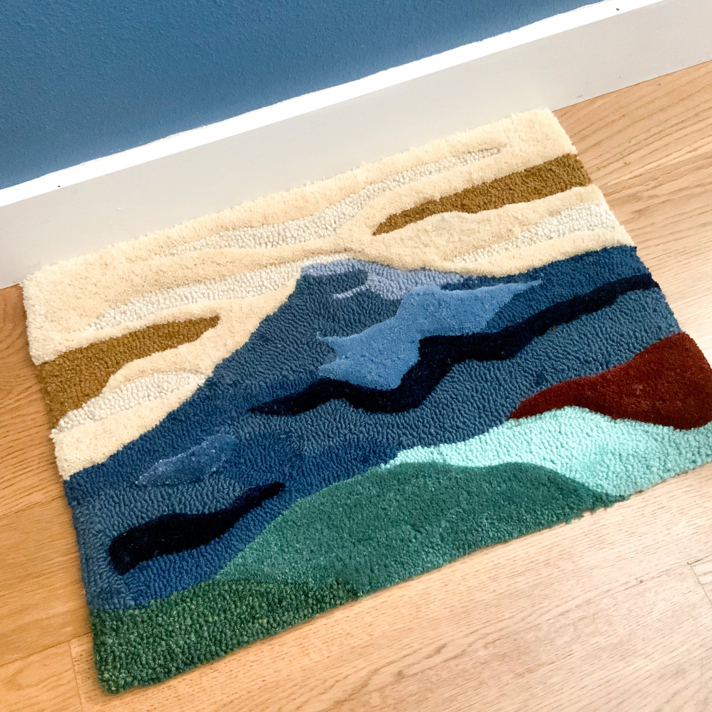 Original hand tufted rug Mount Rainier design