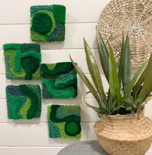Load image into Gallery viewer, Fiber Wall hanging- collection 2 | Wall Art | Moss Green Wall squares

