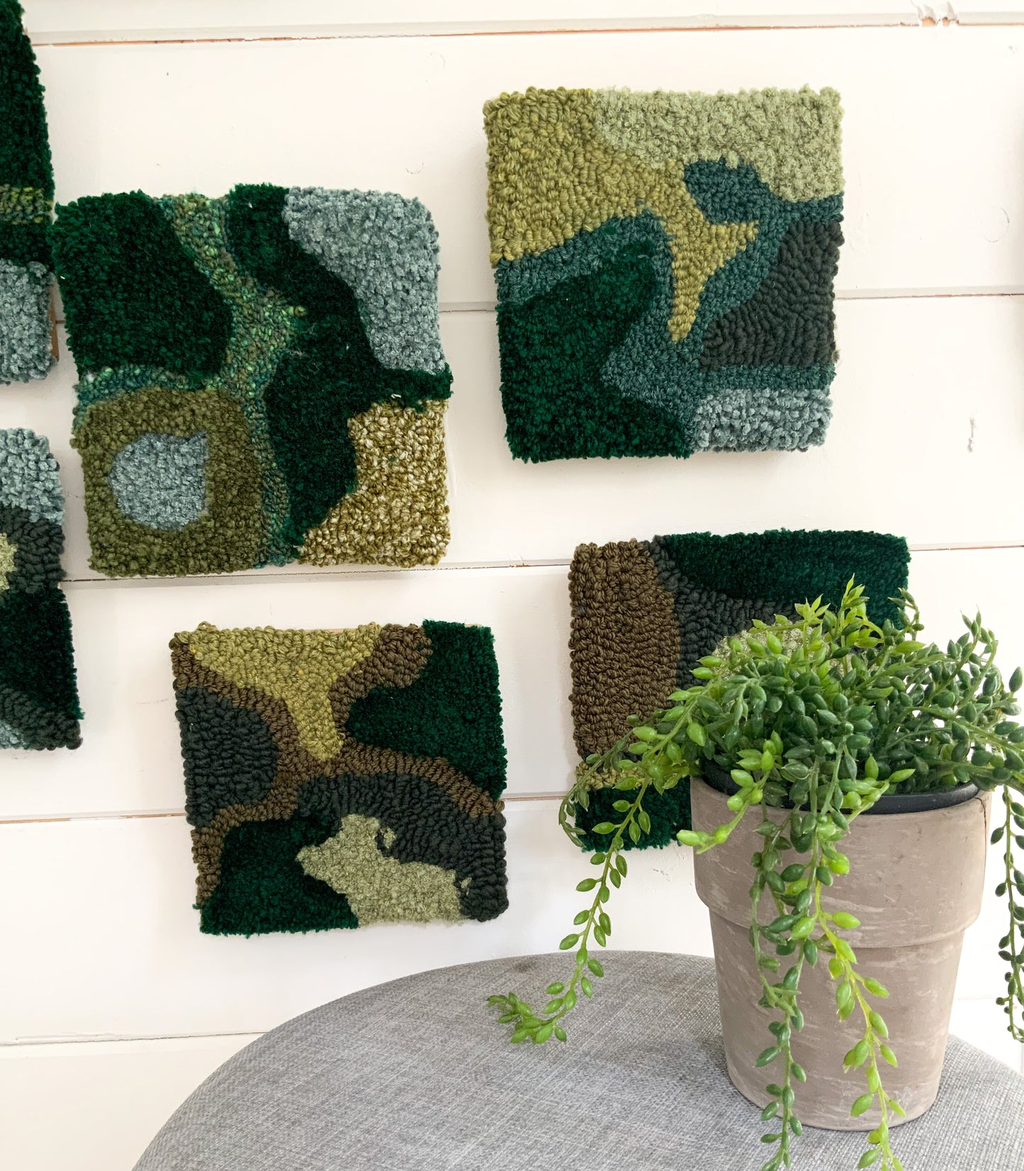 Fiber Wall hanging- collection 3 | Wall Art | Moss Green Wall squares